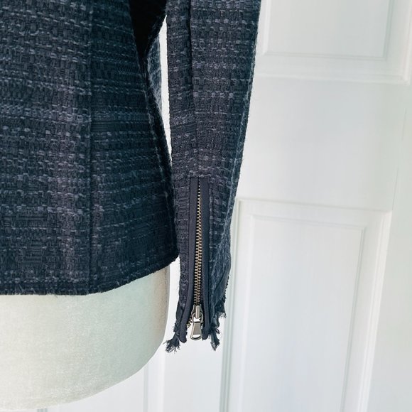 ecru Structured Embroidered Cotton Tweed Jacket (size M) - Picture 5 of 13